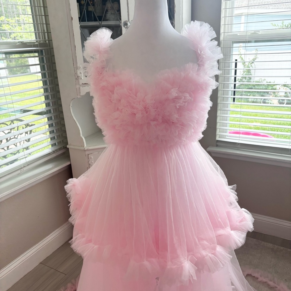 NEW Tulle Maternity Dress for Photoshoot Bridal Robe Light Pink NWOT Size L - Picture 5 of 13